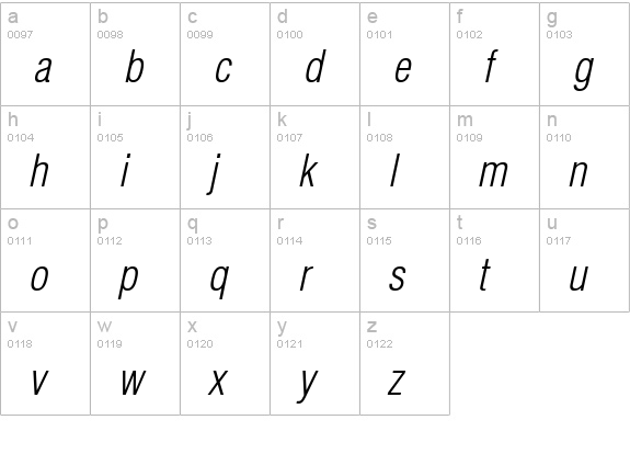 Context Light Condensed SSi Light Condensed Italic lowercase a-z preview