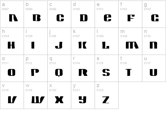 Contour Generator Gaunt lowercase a-z preview
