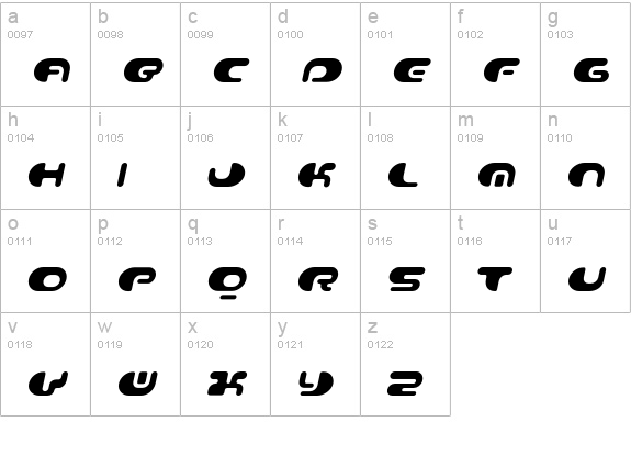 Contour-Italic lowercase a-z preview