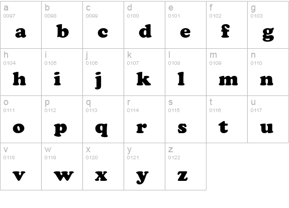 Cooper Black lowercase a-z preview