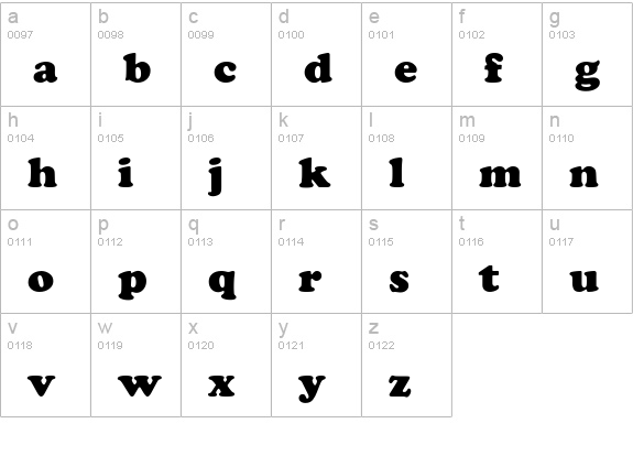 Cooper-Heavy lowercase a-z preview