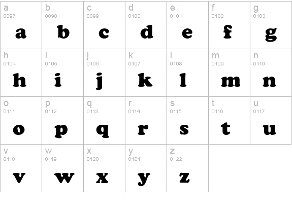 CooperBlackEF-Bold lowercase a-z preview