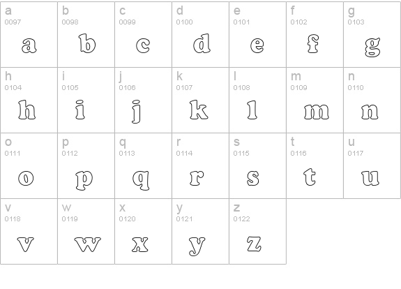 CooperBlackEF-BoldOutline lowercase a-z preview