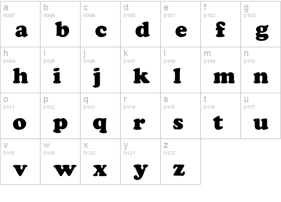 CooperBlackFont lowercase a-z preview