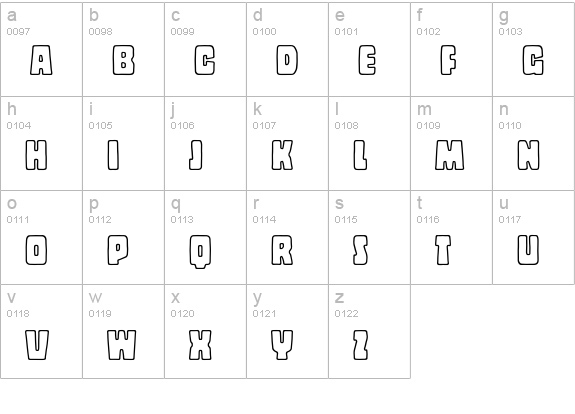 Copal Std Outline lowercase a-z preview