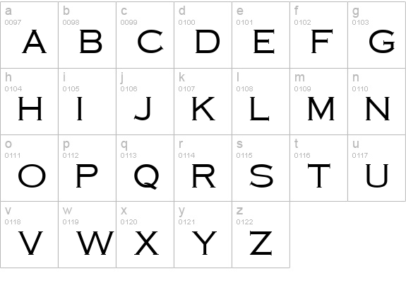 Copperplate Regular lowercase a-z preview