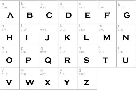 Copperplate T Bold lowercase a-z preview