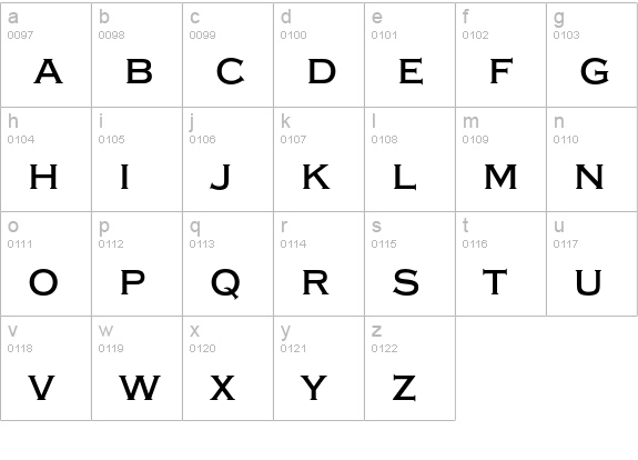 Copperplate T Medium lowercase a-z preview