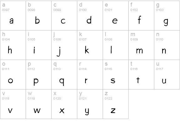 CopybookCondensed Normal lowercase a-z preview