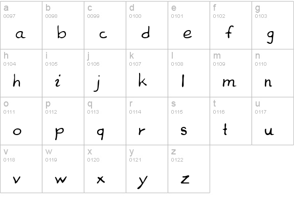 CoreysHand Regular lowercase a-z preview