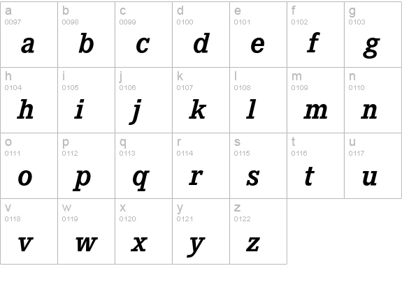 Corporate E BQ Bold Italic lowercase a-z preview
