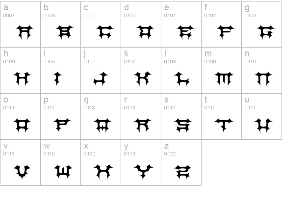 CosmicBats V1 lowercase a-z preview