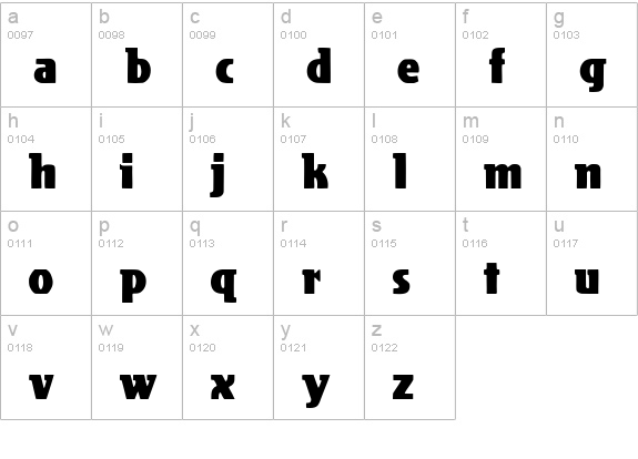 Cotran Display SSi lowercase a-z preview