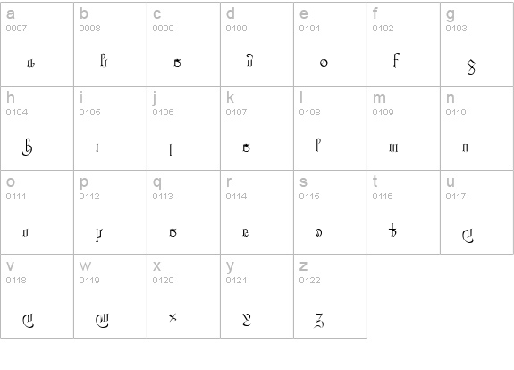 Courthand Regular lowercase a-z preview