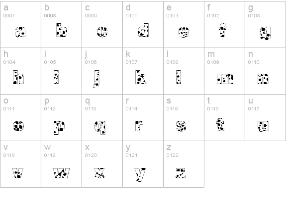 Cow-Spots Regular lowercase a-z preview