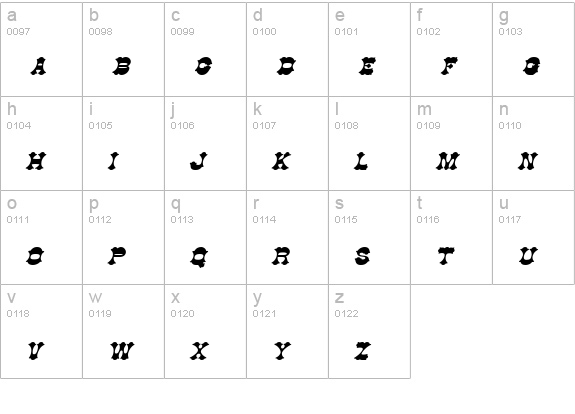 Cowboy Bold Italic lowercase a-z preview