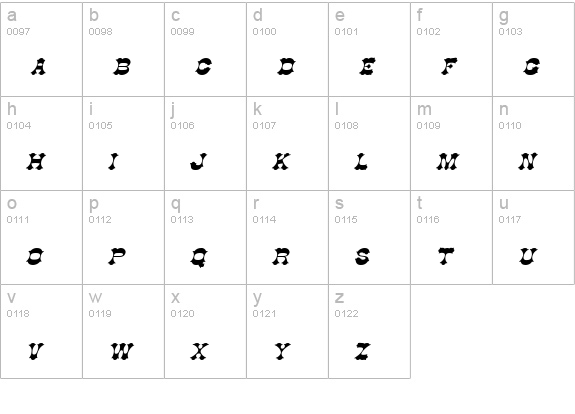 Cowboy Italic lowercase a-z preview