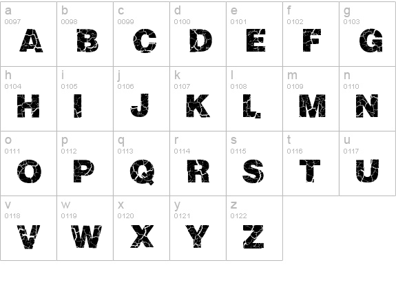 Crackvetica lowercase a-z preview