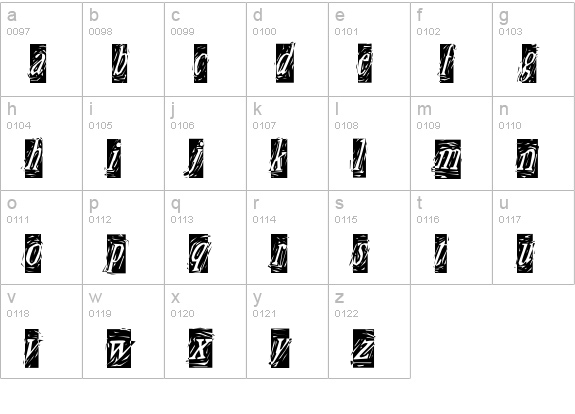 Craft-Reversed lowercase a-z preview