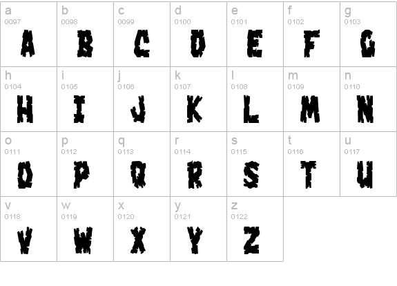 Crakoom! lowercase a-z preview