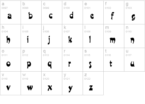 CraneCondensed Normal lowercase a-z preview