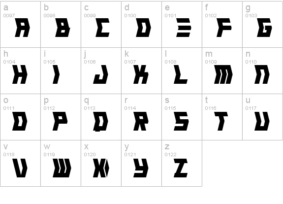Crank lowercase a-z preview
