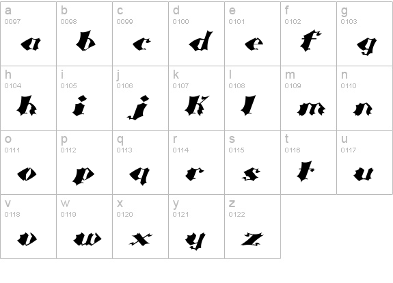 Crash Bold lowercase a-z preview