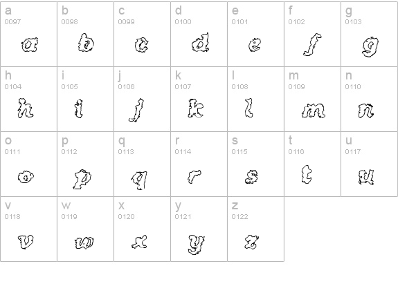 Crash Outline lowercase a-z preview