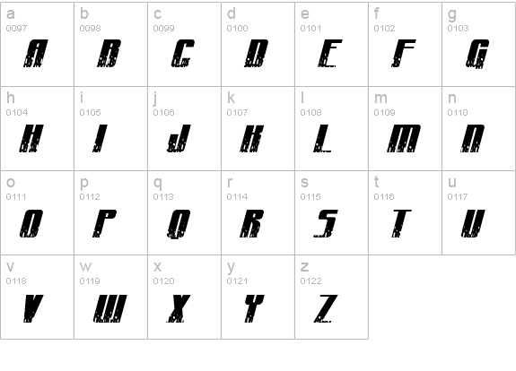 CraterFace Shrapnel BB lowercase a-z preview