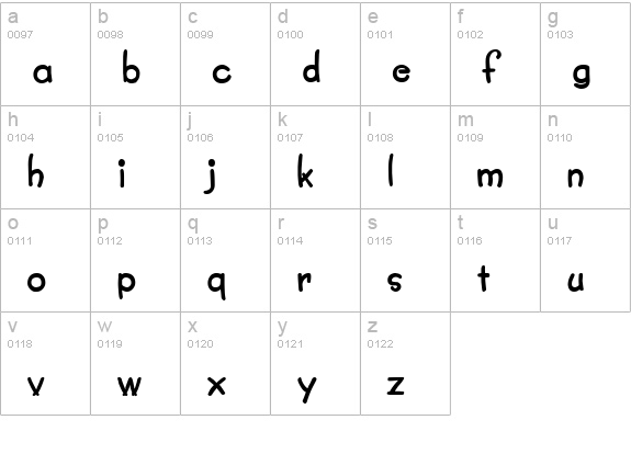 Crayon Bold lowercase a-z preview