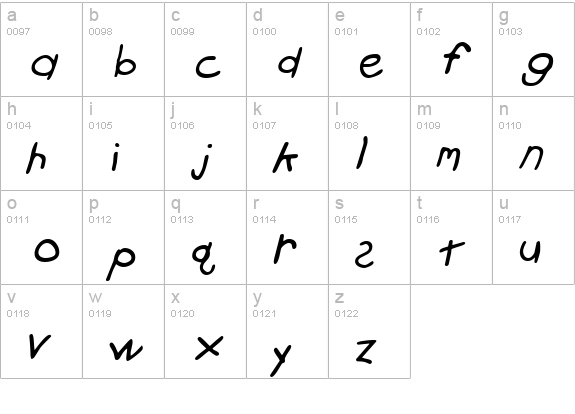 Crayon Slanted lowercase a-z preview
