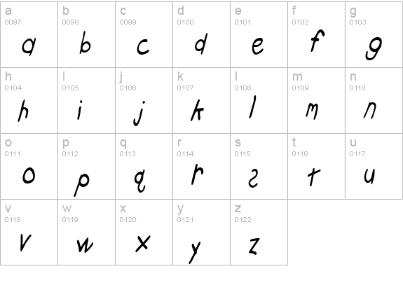 CrayonCondensed Slanted lowercase a-z preview