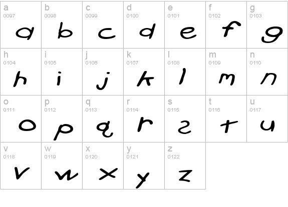 CrayonExtended Slanted lowercase a-z preview