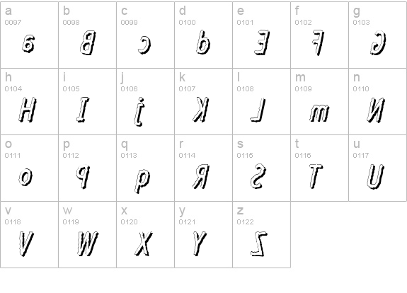 Crazy Cock lowercase a-z preview