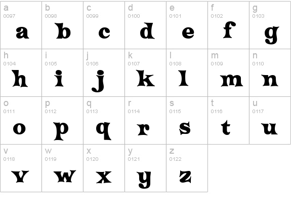 Crazy Harold lowercase a-z preview