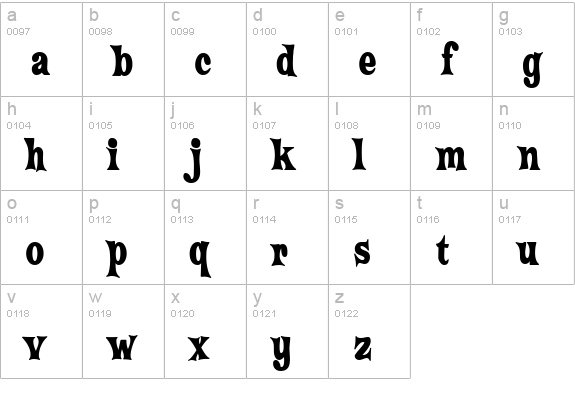 Crazy HaroldCondensed lowercase a-z preview