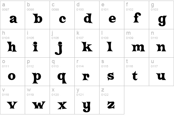 Crazy HaroldFlare lowercase a-z preview