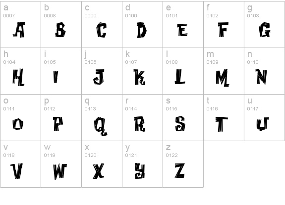 Creaky Frank lowercase a-z preview
