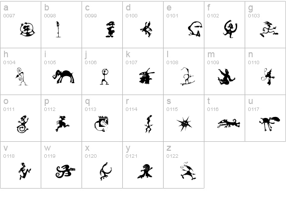 Creatures lowercase a-z preview