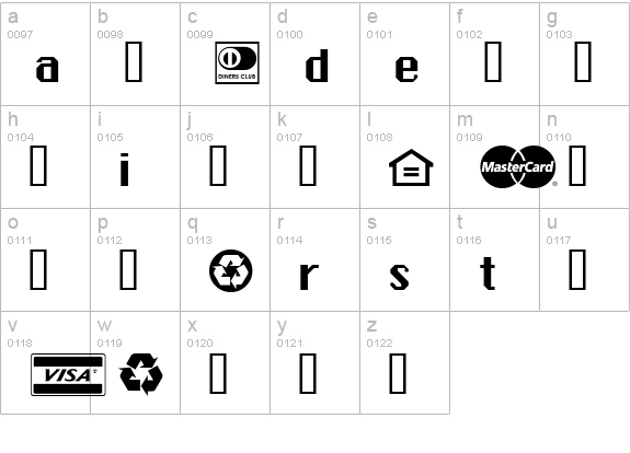 Credit Cards lowercase a-z preview