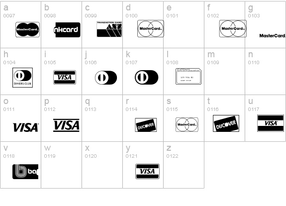 CreditCardsP01 lowercase a-z preview
