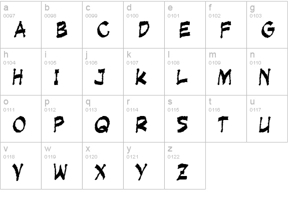 Creeping Evil lowercase a-z preview