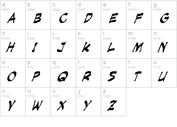 Creeping Evil Italic lowercase a-z preview