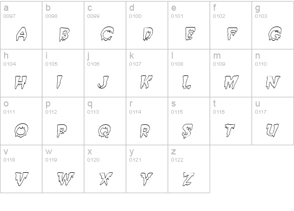 Creepy Hollow Italic lowercase a-z preview