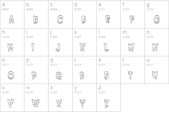 Creepy HollowCondensed Normal lowercase a-z preview