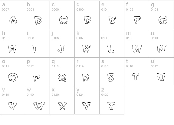 Creepy HollowExtended Normal lowercase a-z preview