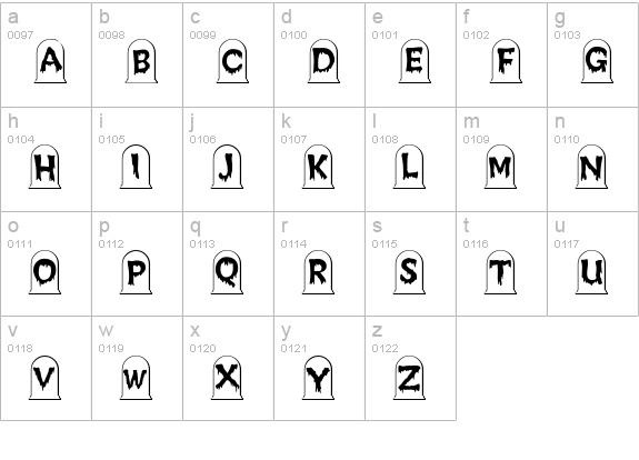CreepyGraves lowercase a-z preview