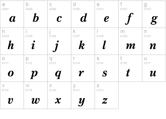 Cremona BQ Bold Italic lowercase a-z preview