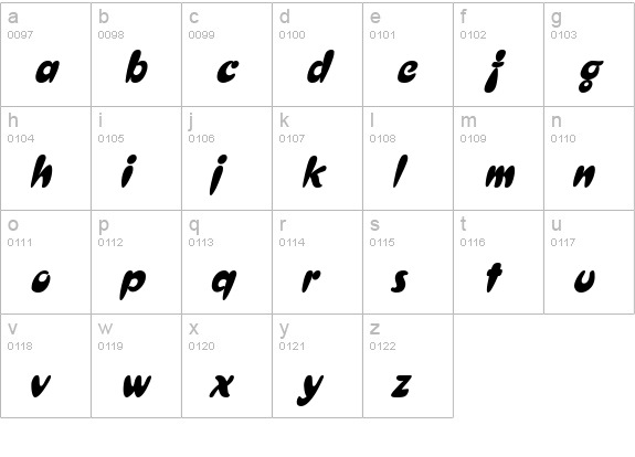 Crest Heavy Italic lowercase a-z preview