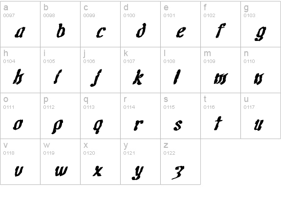 Cretino Ink lowercase a-z preview